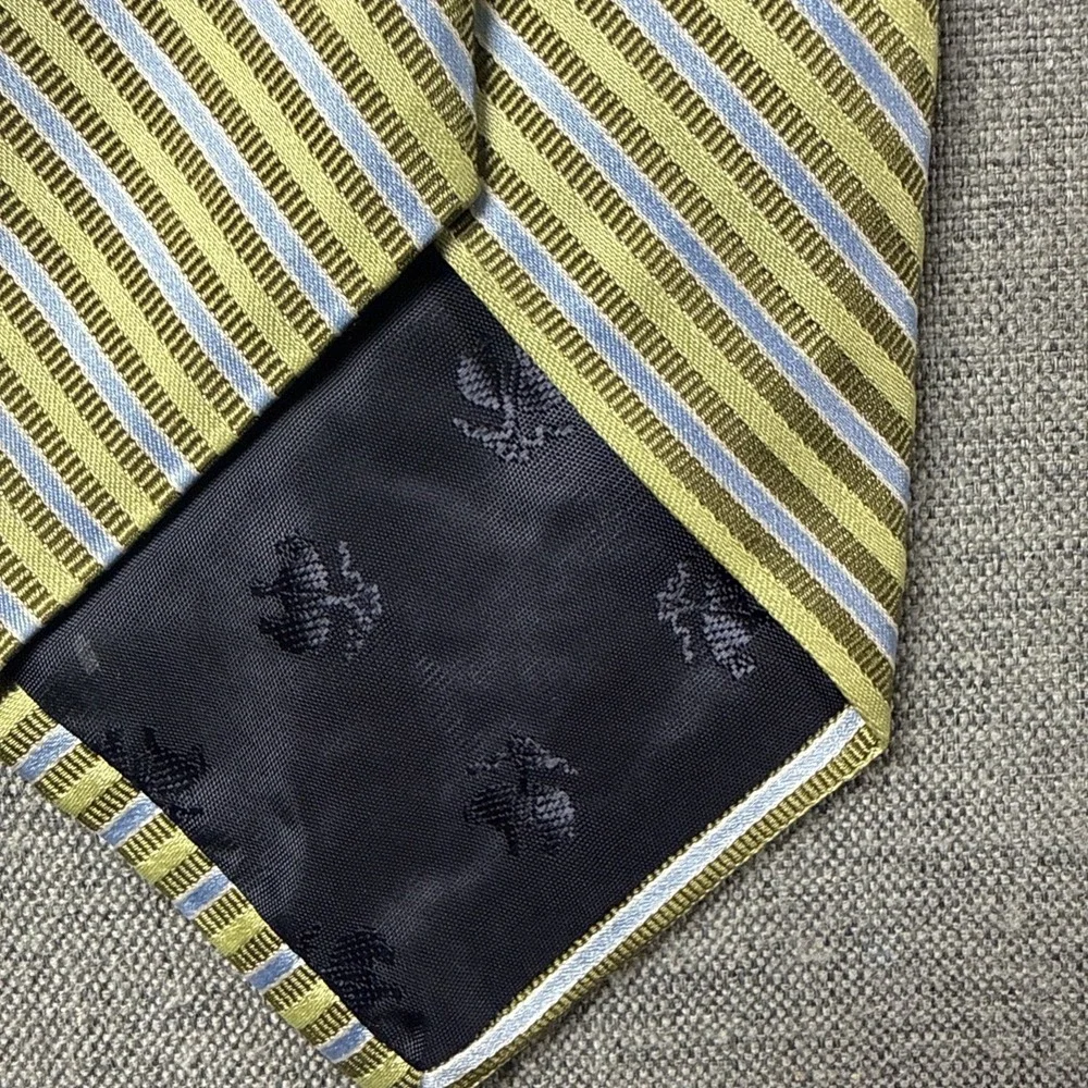 Brooks Brothers Silk Tie With Green And Blue Accent Stripes 3.5 Inches Wide